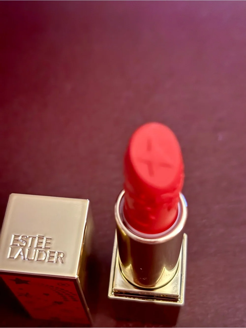 Estee Lauder Bright Red Lipstick with Star Detail